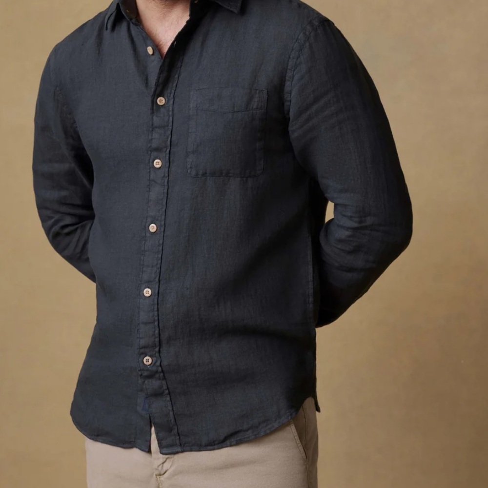 Faherty Men's Long-Sleeve Button-Down Shirt - Charcoal - Picture 5 of 5